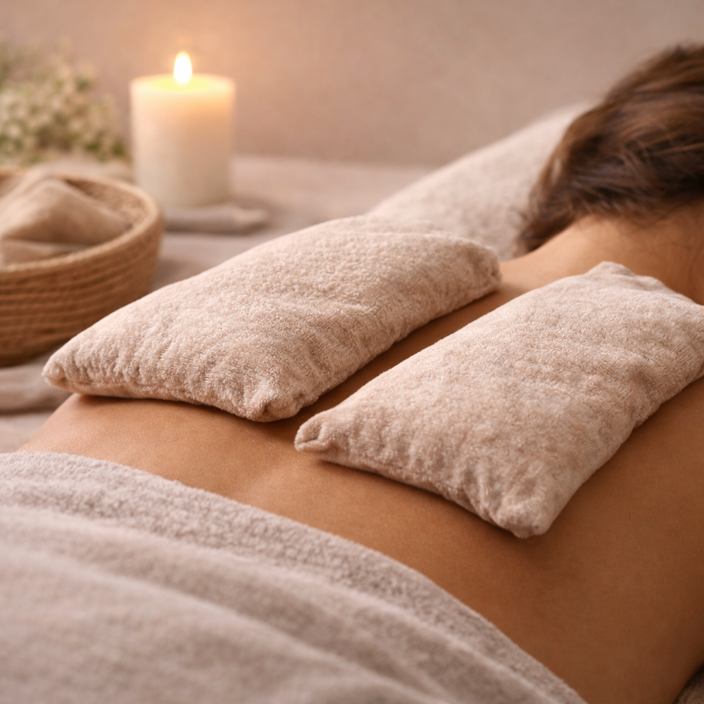 Heat therapy during massage session at Take Ten Massage in Clarkston, MI